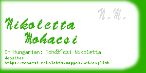 nikoletta mohacsi business card